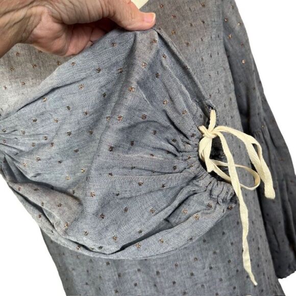 Paper Crown Copper Dot Maternity Dress Prairie Style Baby Doll Gray Size Med - Picture 5 of 15